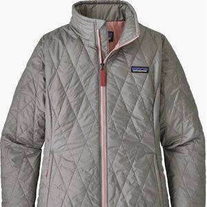 Patagonia Nano Puff Quilted Water Resistant Jacket, Girls Size Small (7-8) Grey